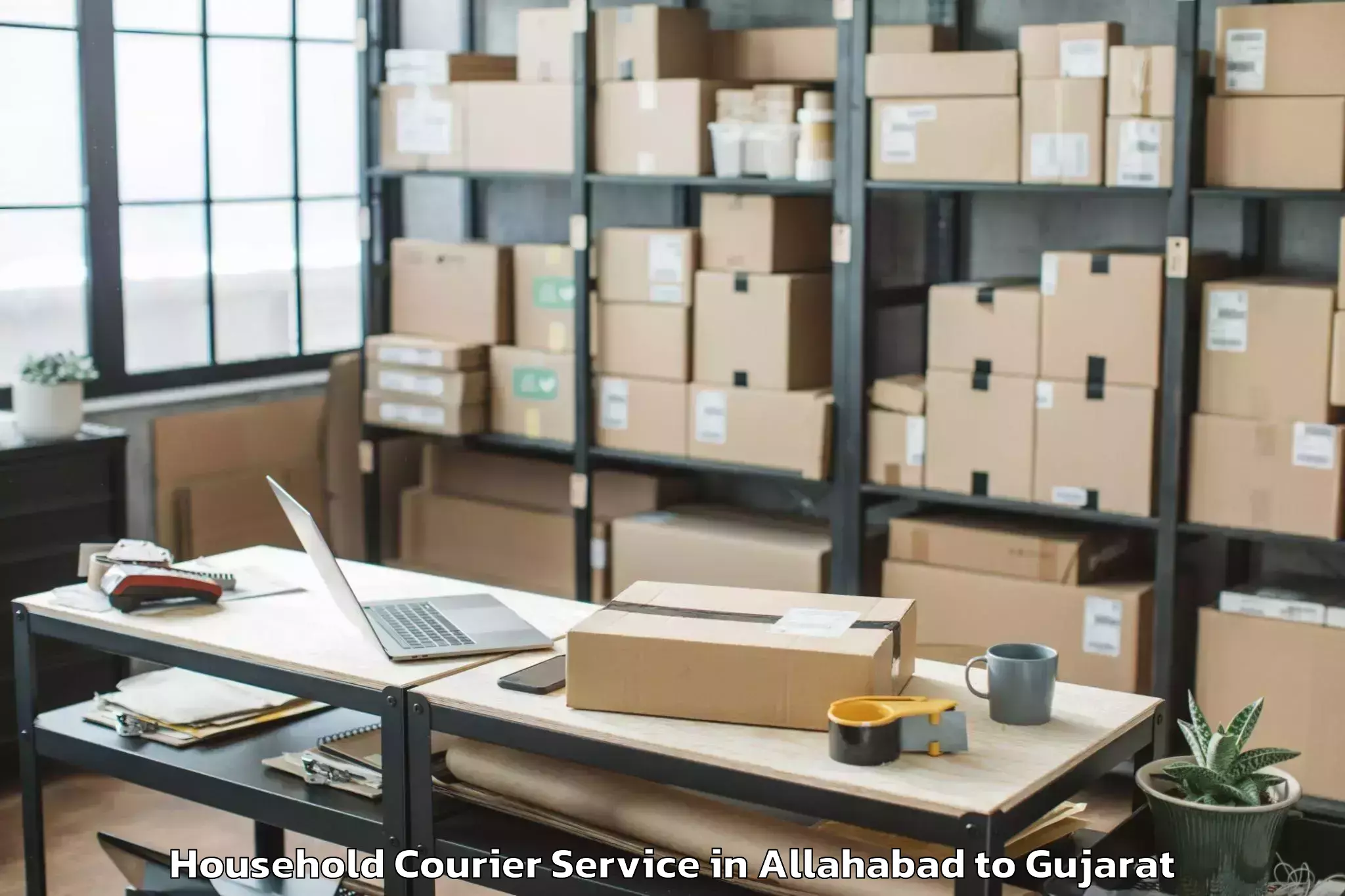 Trusted Allahabad to Mendarda Household Courier